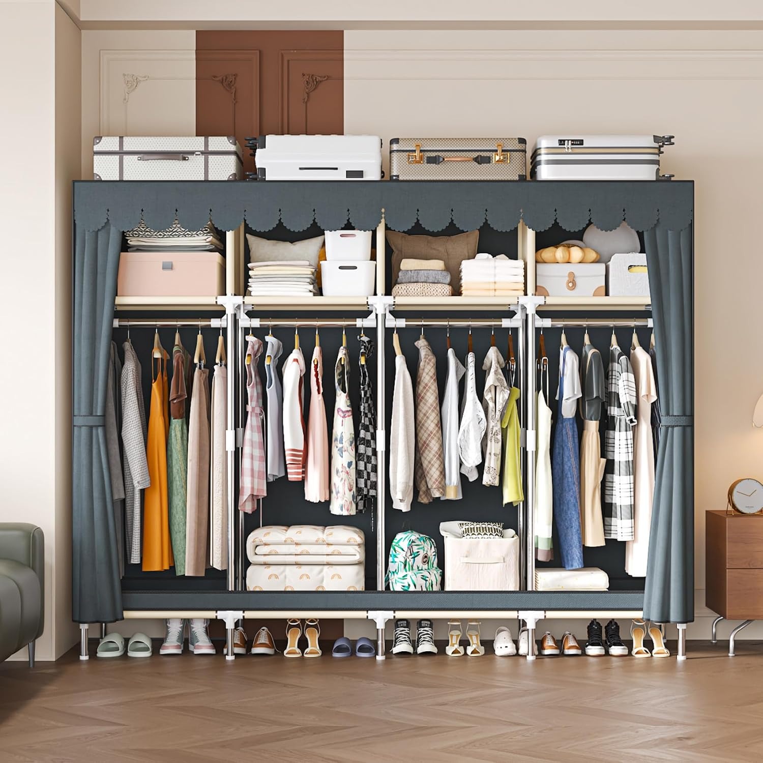 79 Inch Extra Wide Walk-in Sty - đánh giá và giá Wardrobe Closet Portable Fabric Cover