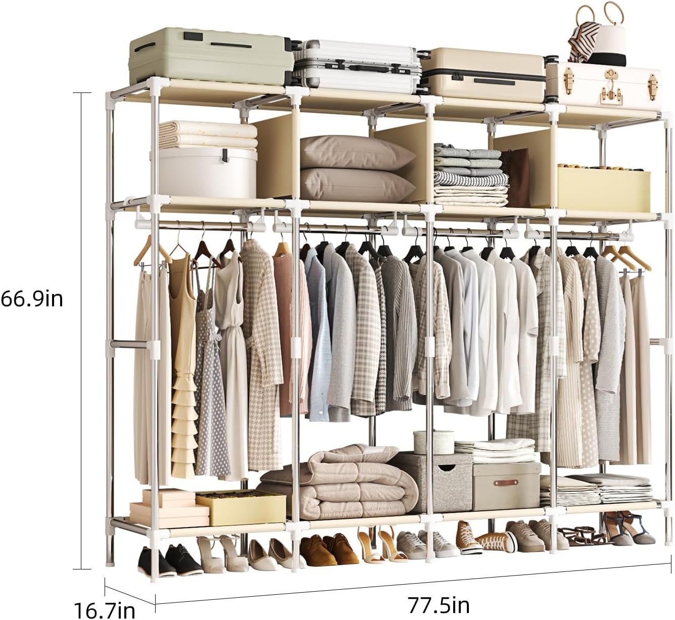 79 Inch Extra Wide Walk-in Sty - đánh giá và giá Wardrobe Closet Portable Fabric Cover