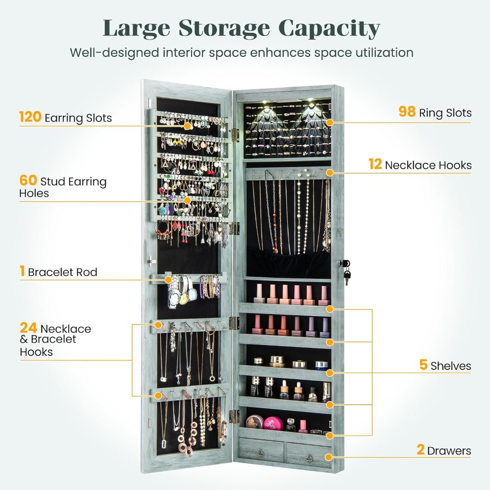 Wall or Door Mounted Jewelry A - đánh giá và giá Full Length Mirror Jewelry Armoire