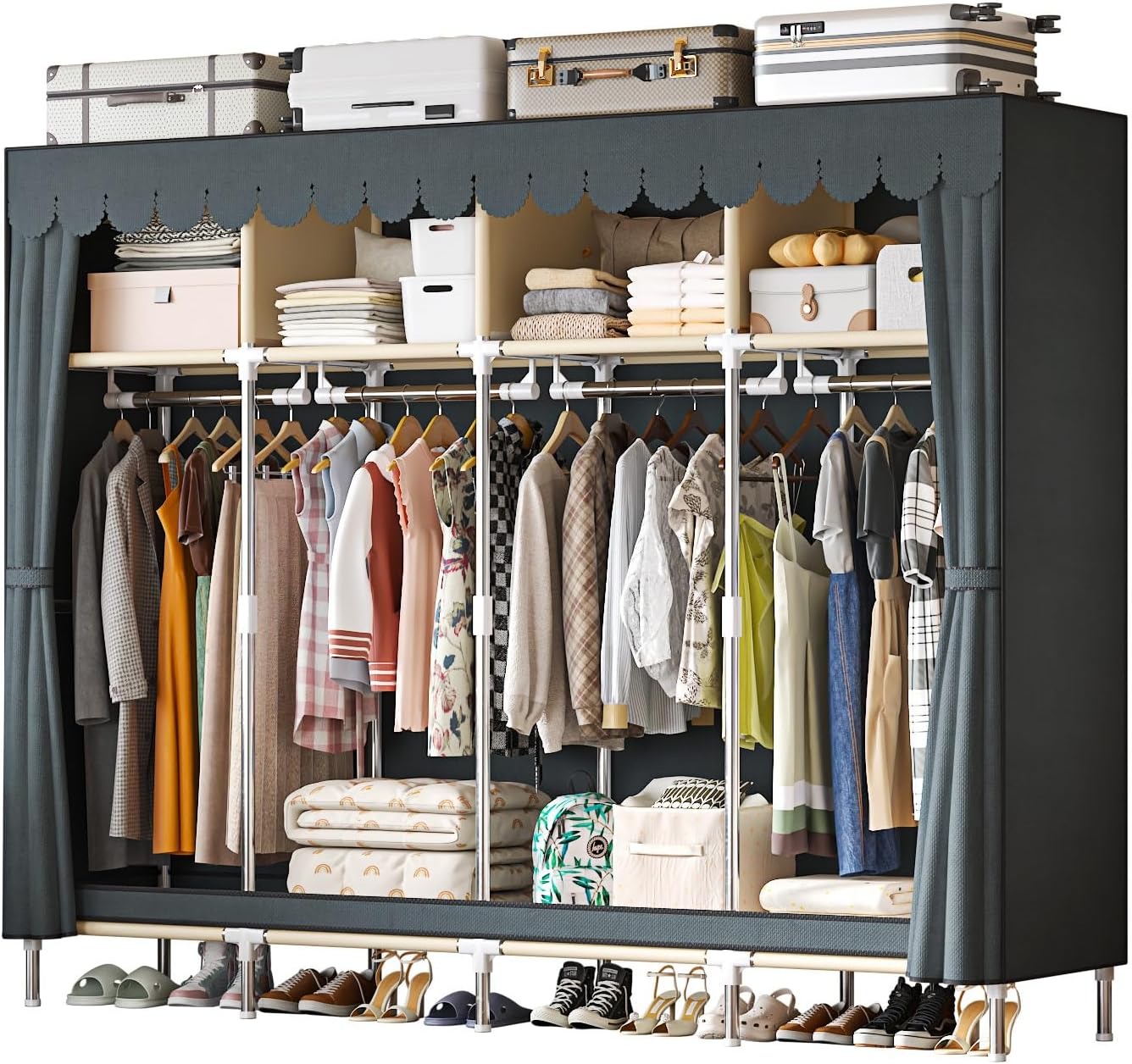 79 Inch Extra Wide Walk-in Sty - đánh giá và giá Wardrobe Closet Portable Fabric Cover