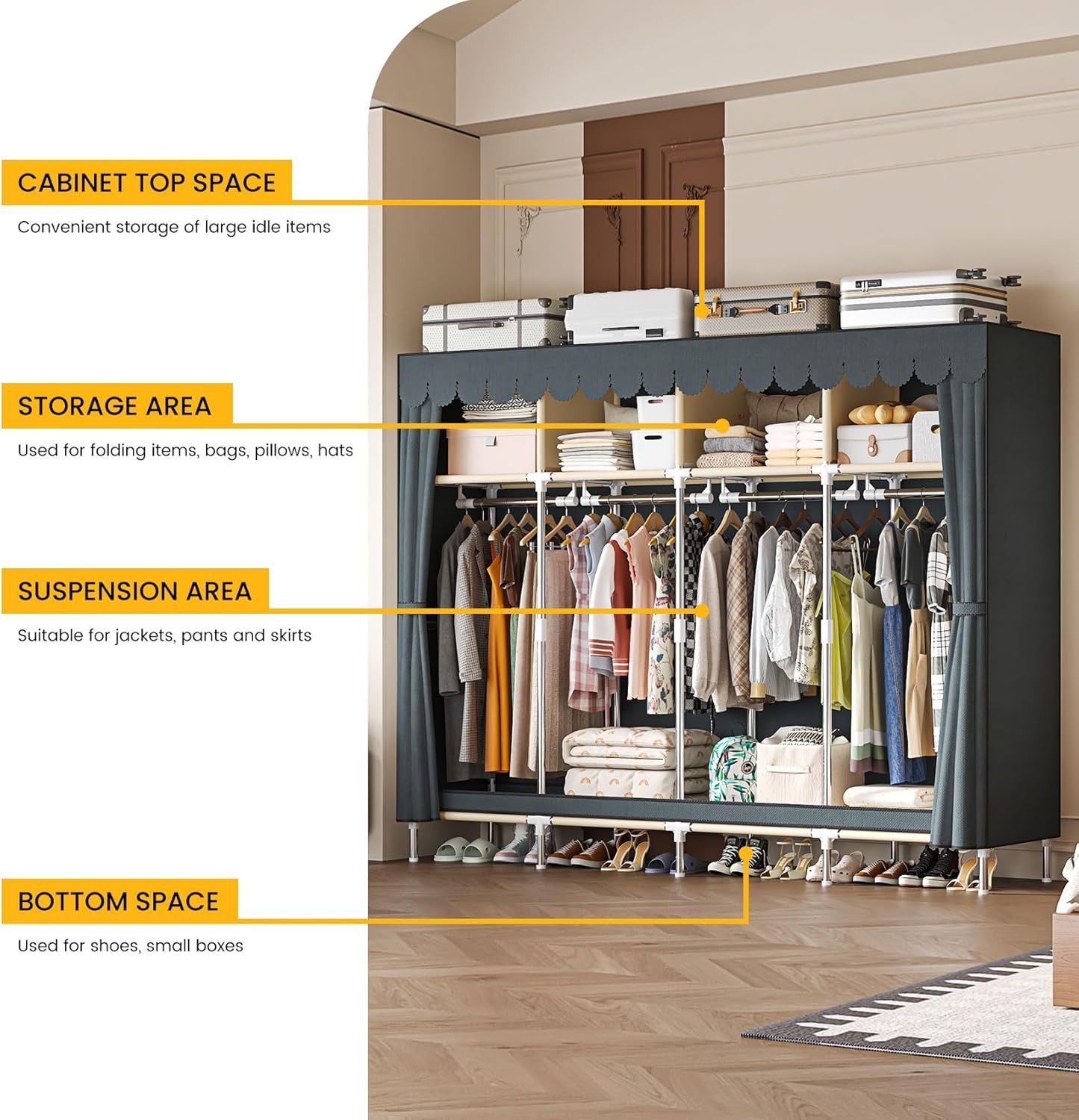 79 Inch Extra Wide Walk-in Sty - đánh giá và giá Wardrobe Closet Portable Fabric Cover