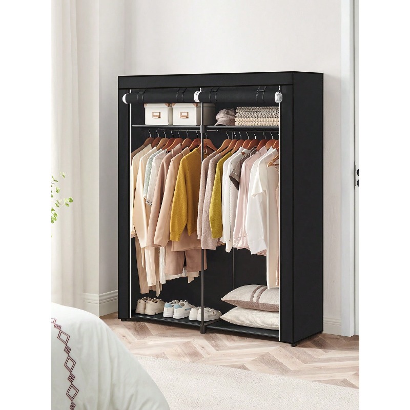 Black Closet Wardrobe, Portabl - đánh giá và giá Wardrobe Closet Portable Fabric Cover