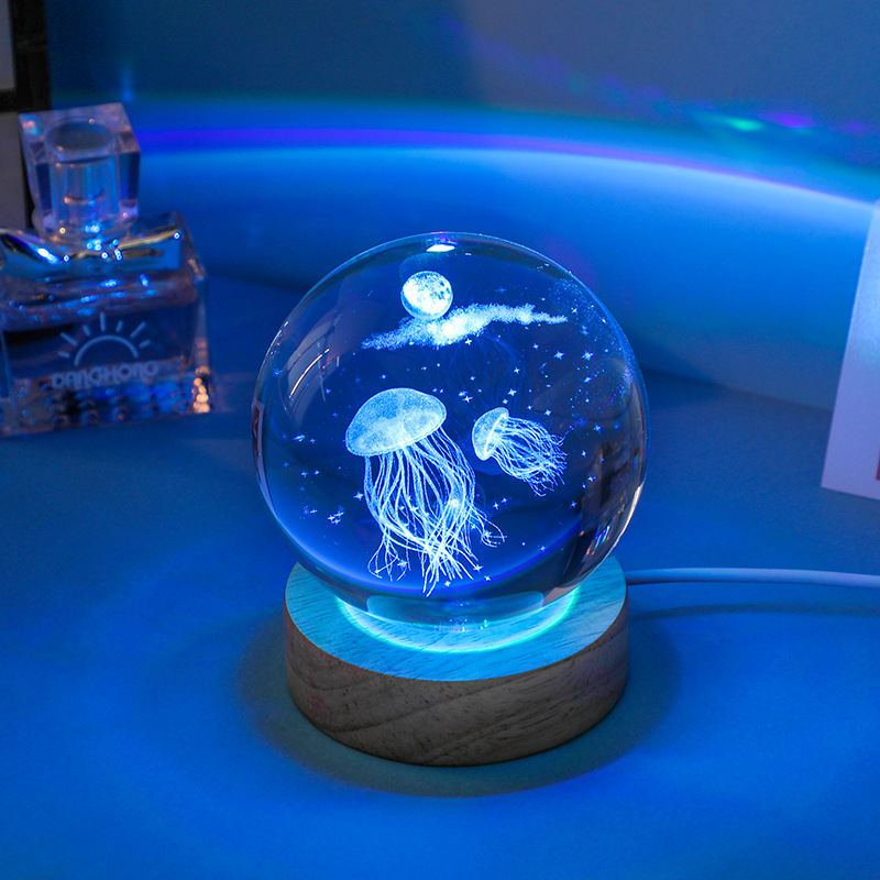 3D Jellyfish Laser engraved cr - đánh giá và giá Floating Nightstand With Led Light