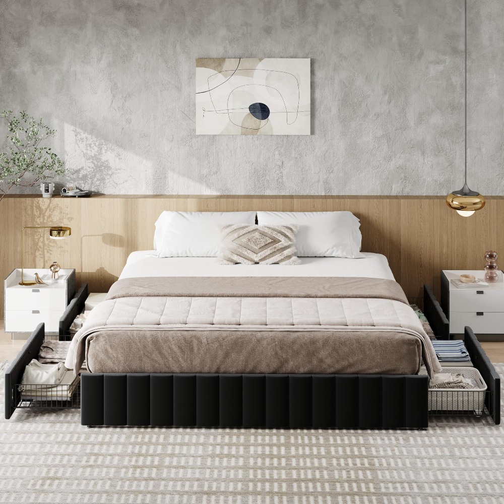 King Size Platform Bed Frame w - đánh giá và giá King Size Bed Frame With Storage Drawers