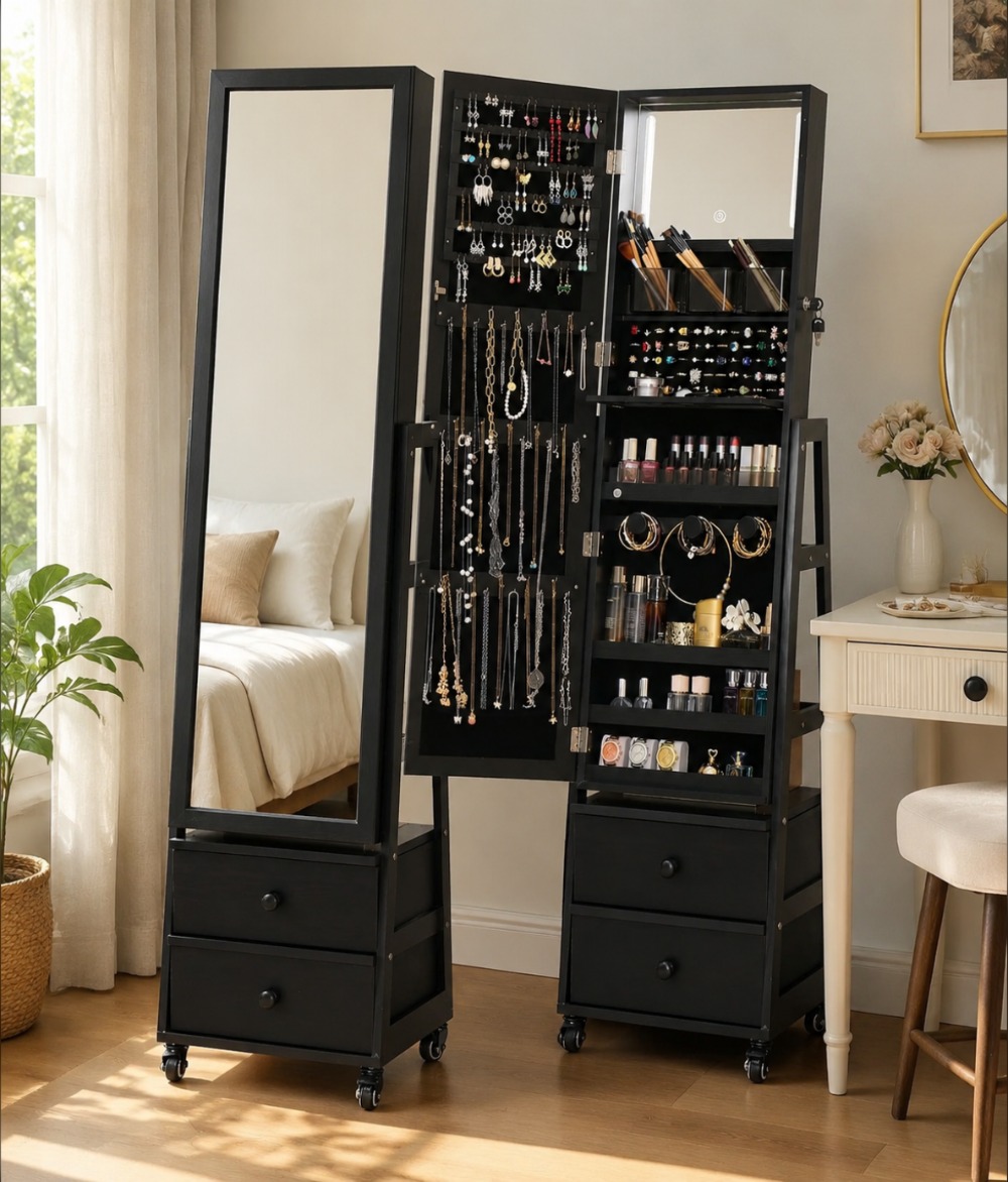 Lockable Standing Jewelry Armo - đánh giá và giá Full Length Mirror Jewelry Armoire