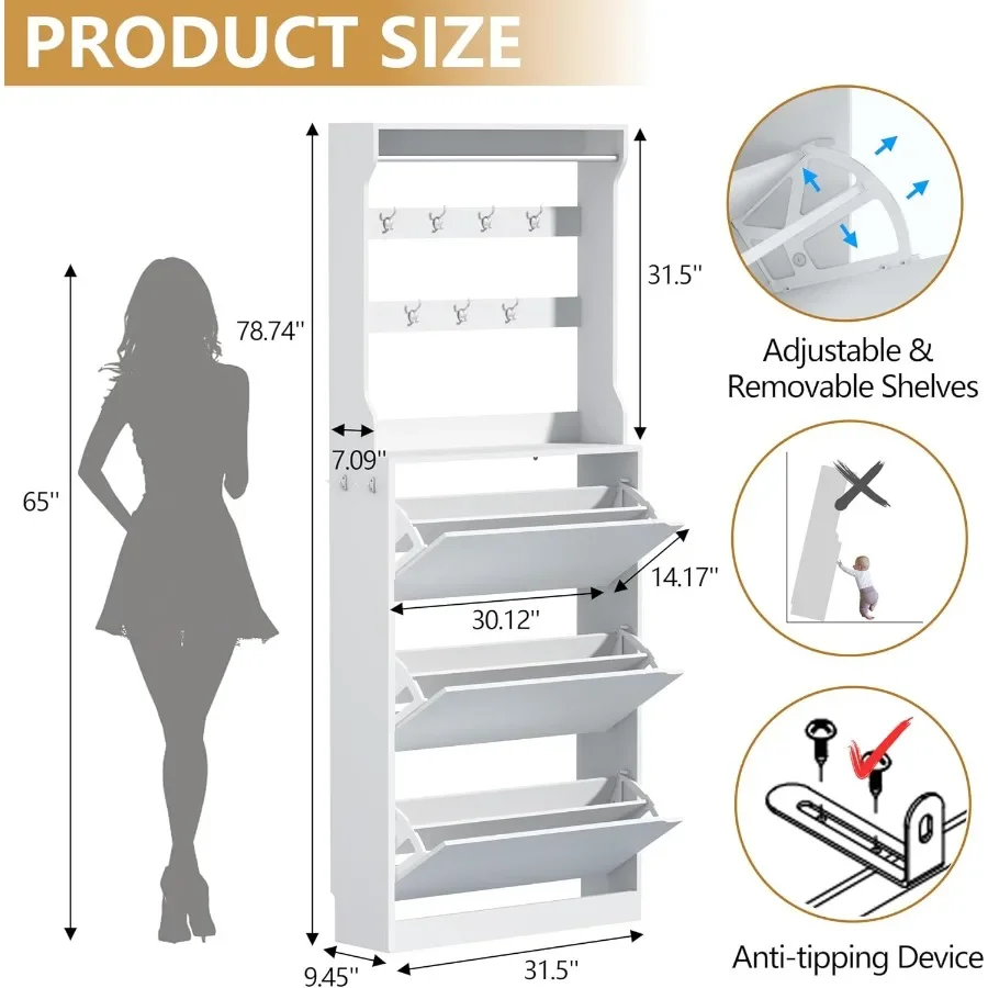 Tall shoe cabinet with coat ra - đánh giá và giá Storage