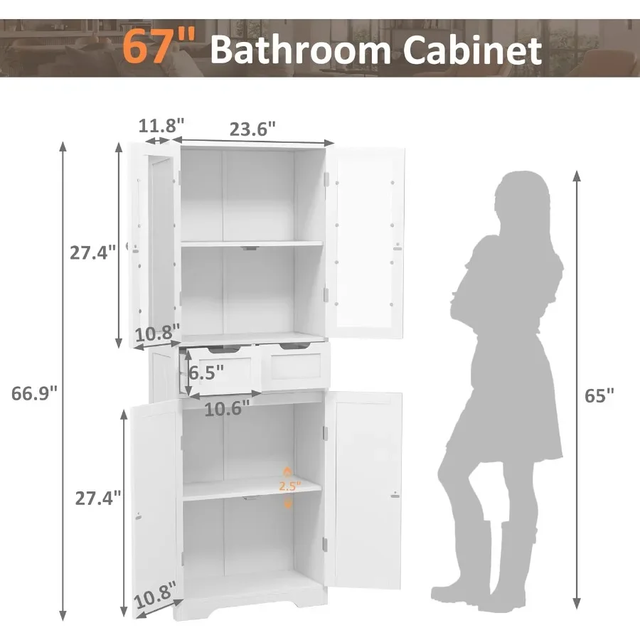 67 Tall Bathroom Storage Cabin - đánh giá và giá Storage